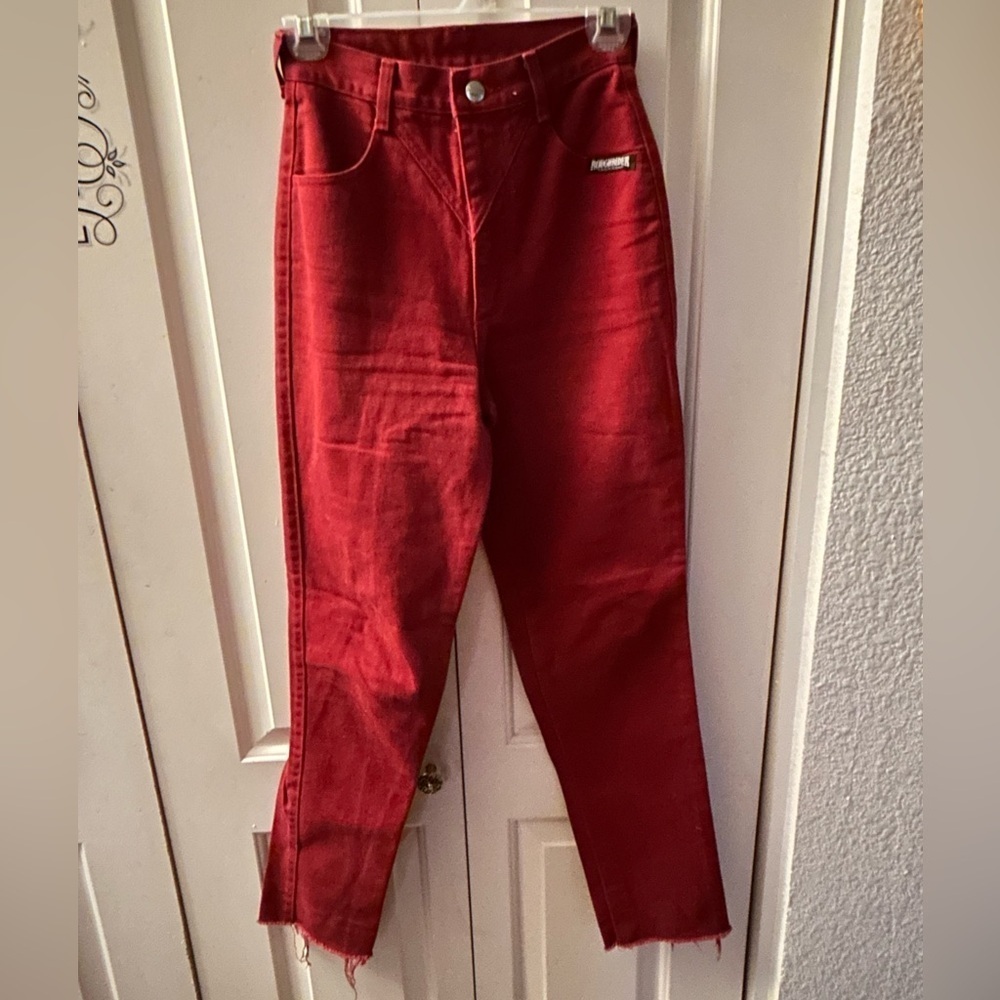 Vtg Roughrider by Circle T Cowgirl Western Jeans Concho Back Red Size 1/2